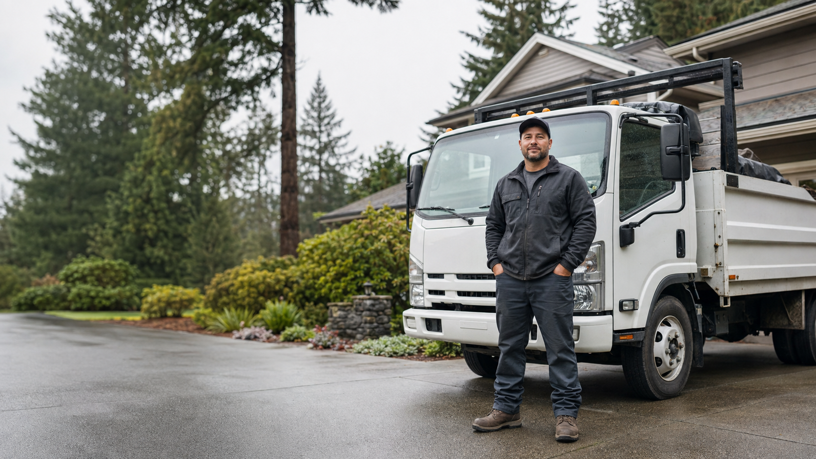 Independent Pacific Northwest junk removal provider beside a clean work truck